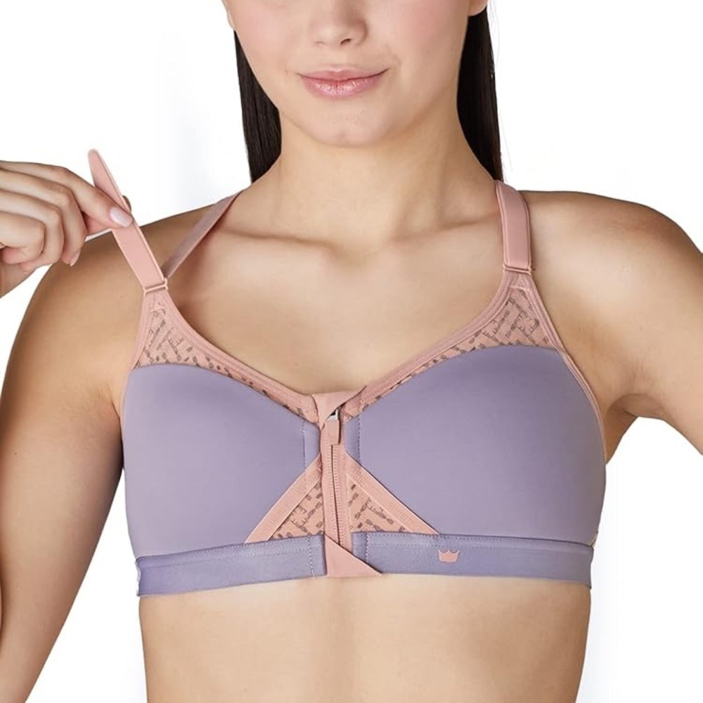 SHEFIT S High Impact Exhilarate Sports Bra 0894 Front Zip Dusty Violet Rose